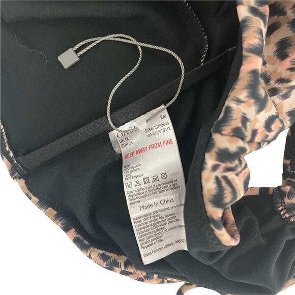 OASIS Bardot Bikini Top Leopard Animal Print Swim Beach Pink NWT Size UK12/US8 - Picture 8 of 10